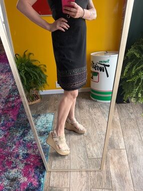 Modern elements y2k Skirt Womens Straight Pencil Black Embroidered Trim Preppy